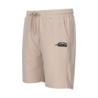 Ivory drawstring shorts with black Predator logo against a white background.