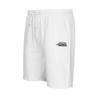 White drawstring shorts with black Predator logo against a white background.