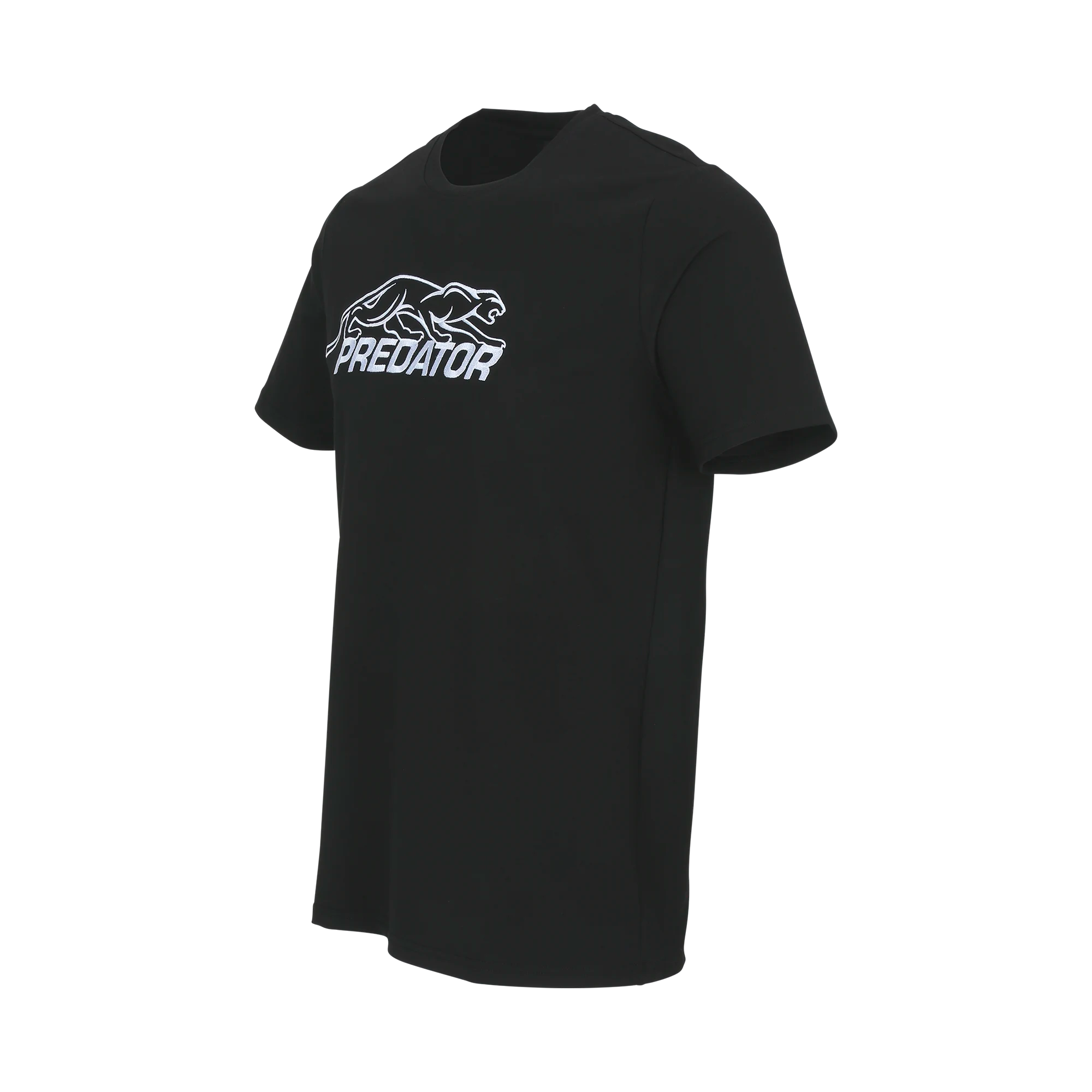 Black t-shirt with white Predator logo against a white background.