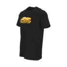 Black t-shirt with yellow embroidered Predator logo on a white background.