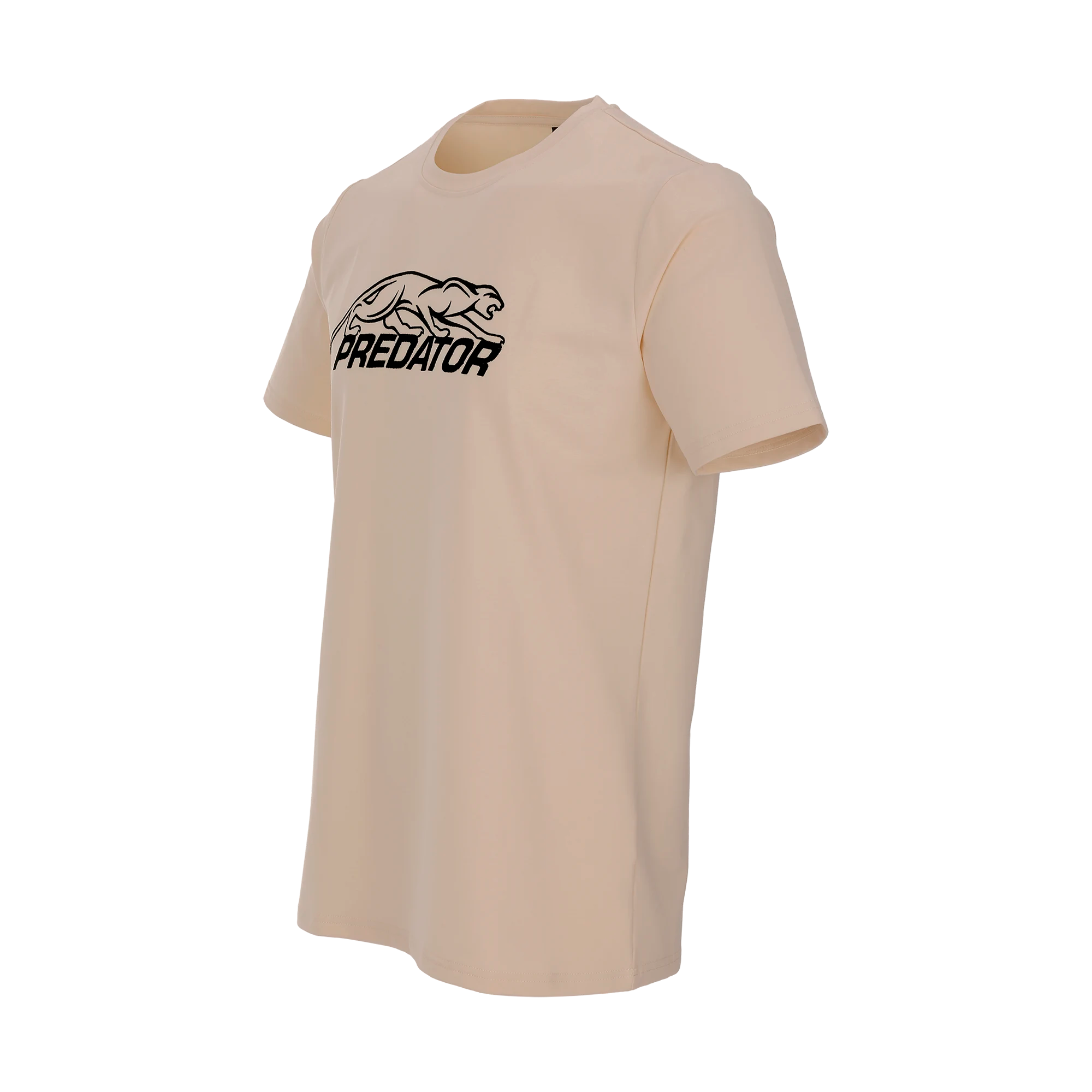 Ivory t-shirt with black Predator logo against a white background.