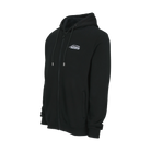 Black zip-up hoodie with white Predator logo on white background.