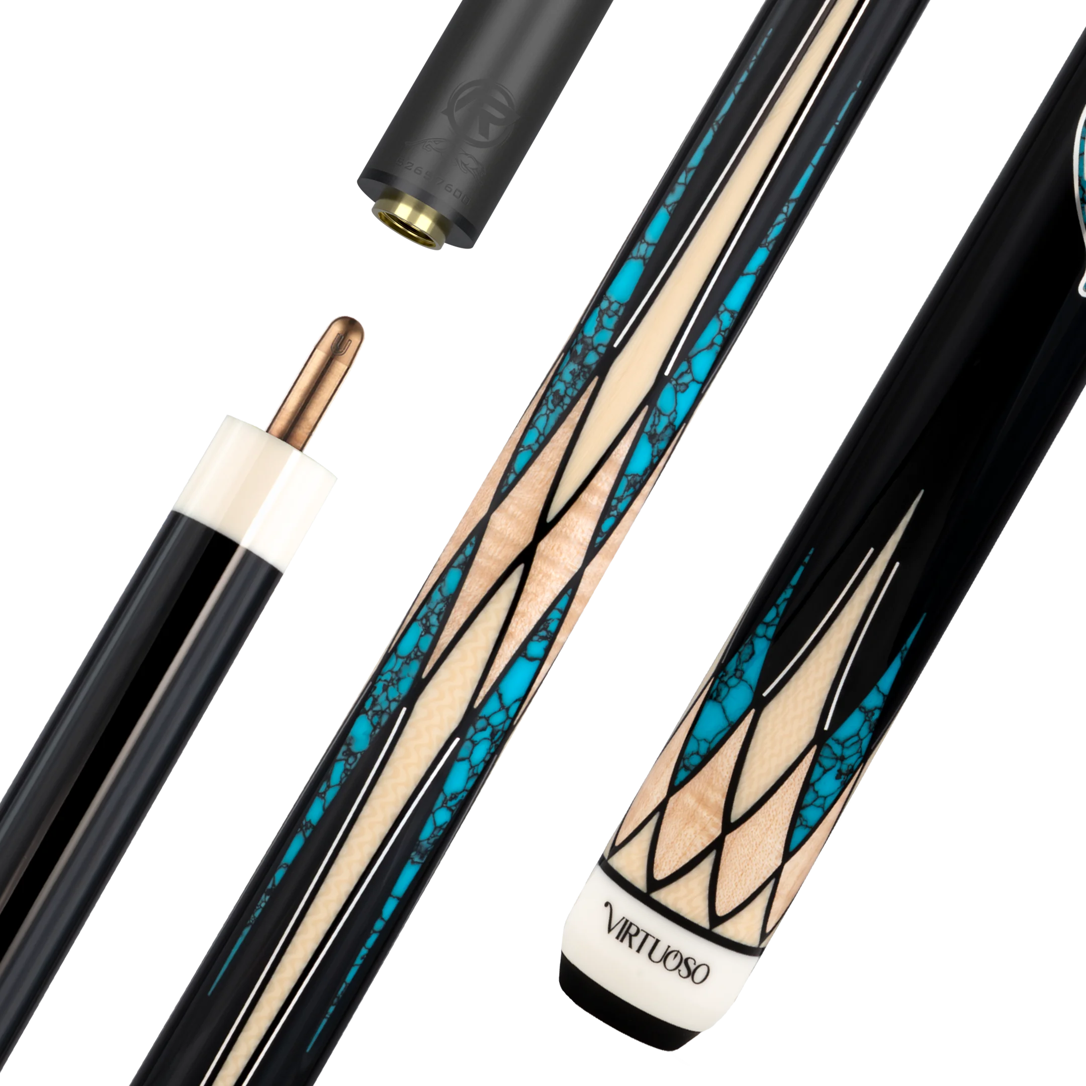Black and Blue Virtuoso Carom Cue with Logo