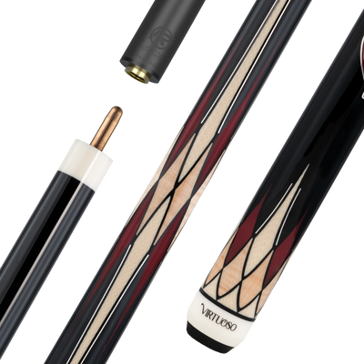 Black and Red Virtuoso Carom Cue with Logo