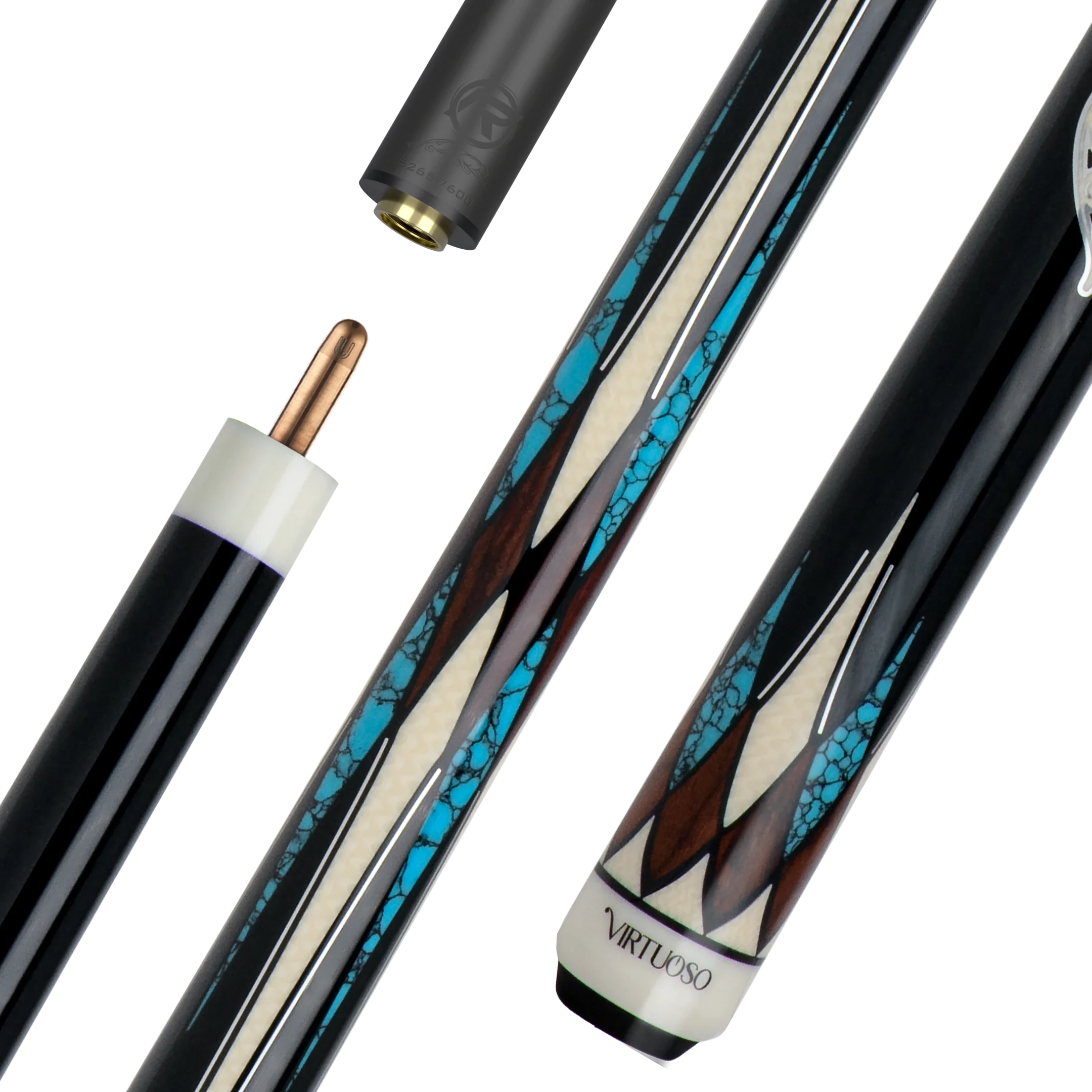 Cocobolo and Blue Virtuoso Carom Cue with Logo