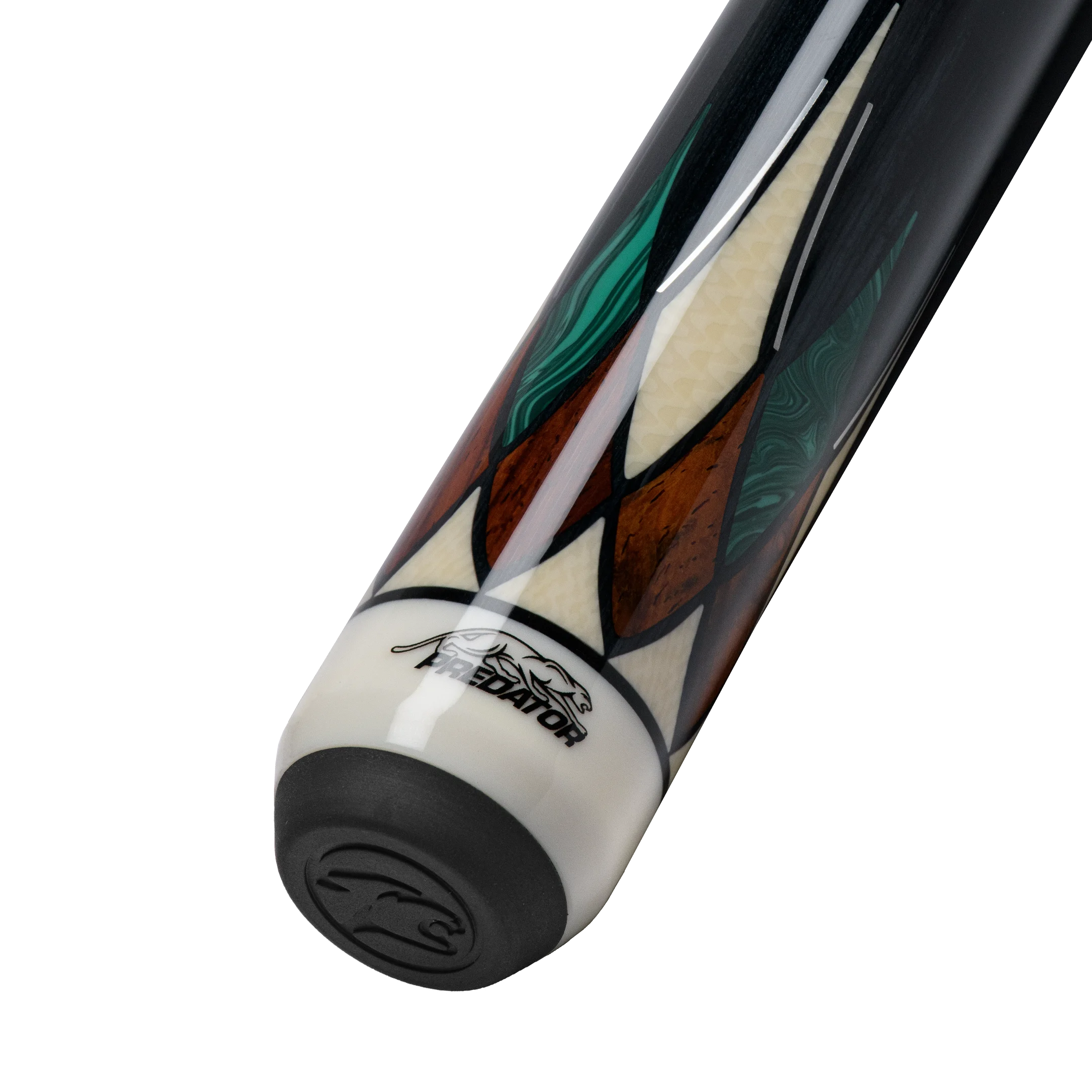 Cocobolo and Green Virtuoso Carom Cue Butt with Logo
