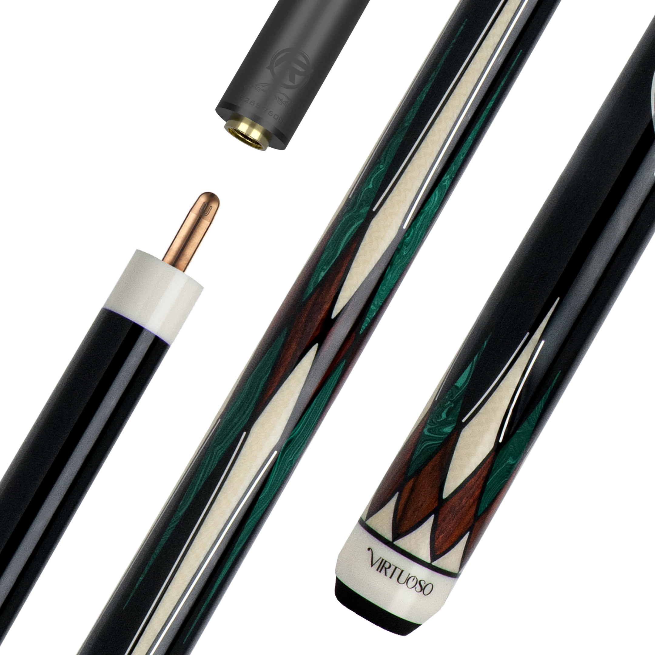 Cocobolo and Green Virtuoso Carom Cue with Logo