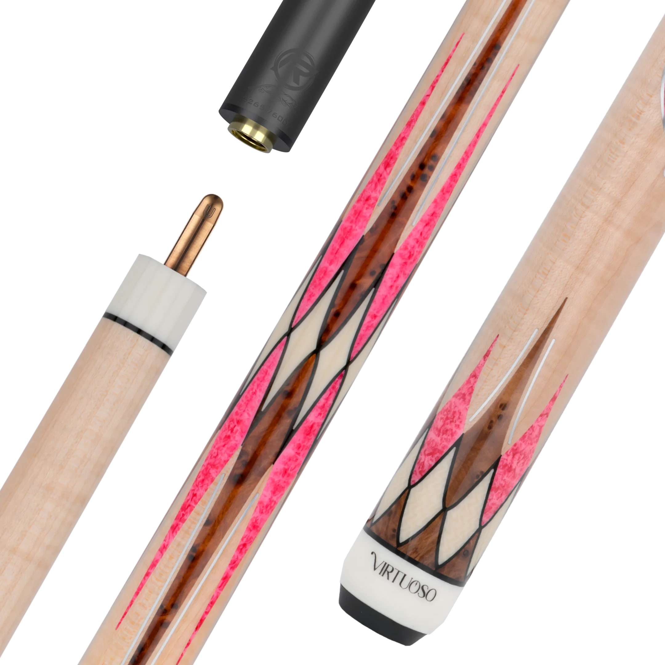 Maple and Pink Virtuoso Carom Cue with Logo