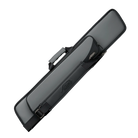 Rectangular grey pool cue case with black accents and panther logo