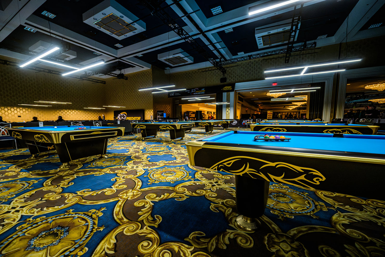 Arc Tables with Pool Balls in a Rack at the PBS