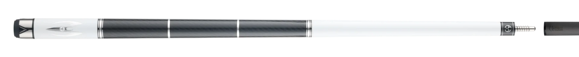 Maelith White and Black Vinyl Wrap Full Cue Stick Paired With Carbon Fiber Shaft 