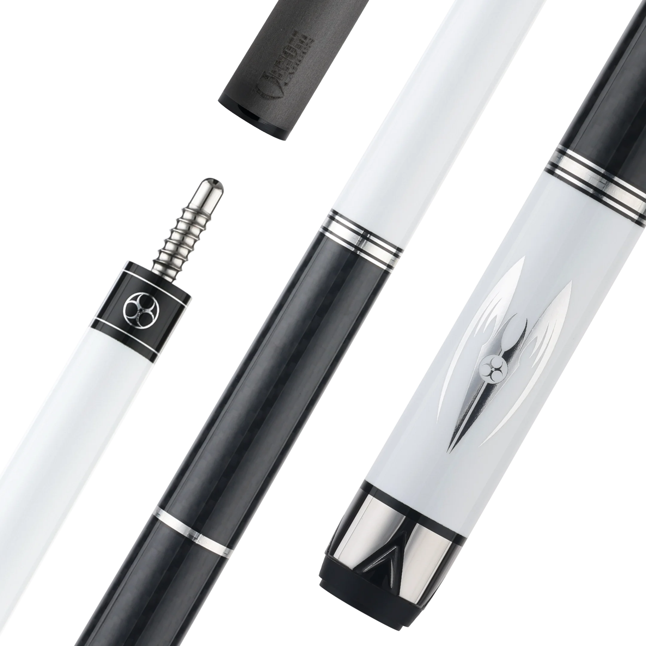 POISON Maelith White and Black Vinyl Wrap Pool Cue