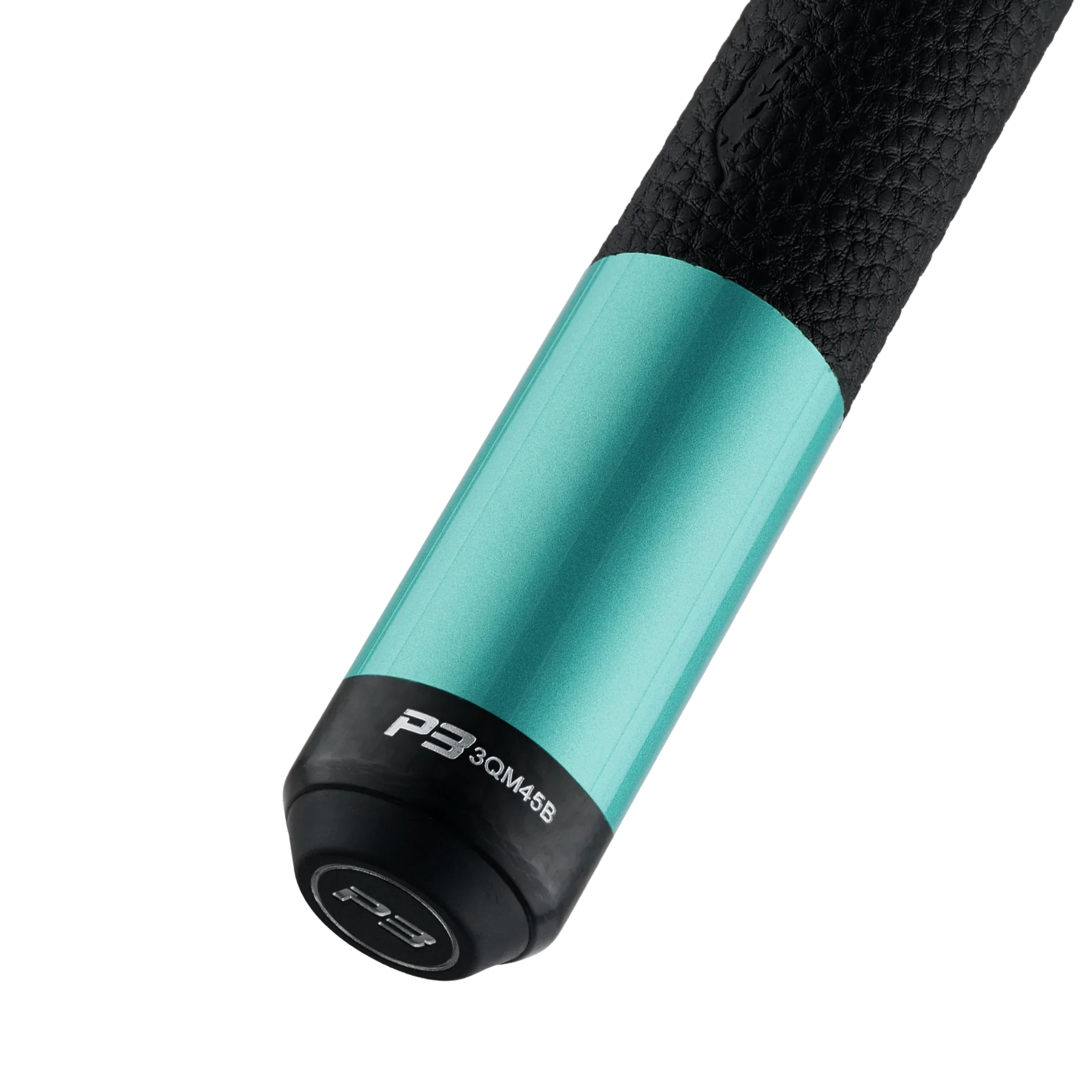 Predator P3 Painted Teal Leather Luxe Wrap Pool Cue Butt Radial Pin with Brand Mark Rotated