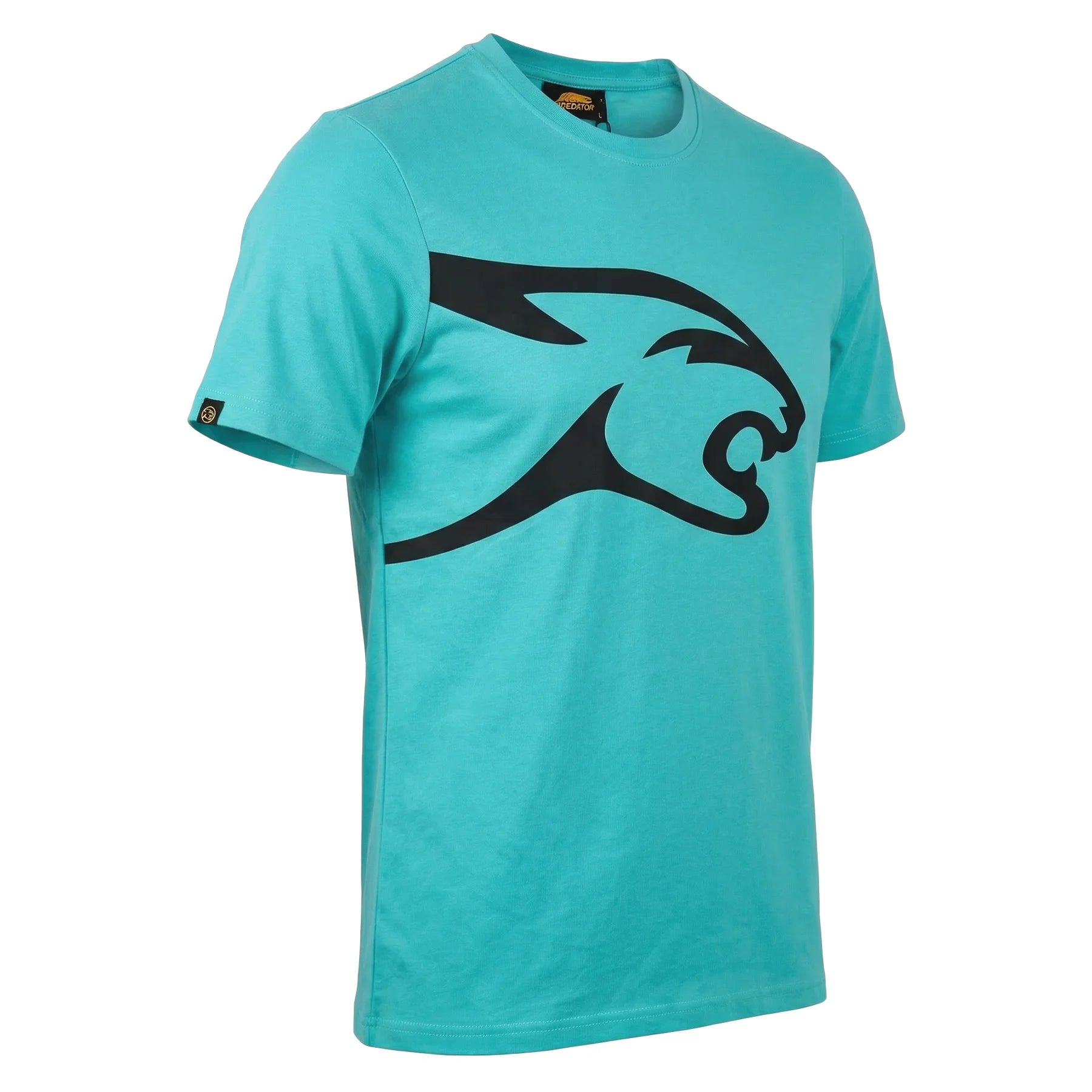 Teal and Black Predator Cat Shirt Front