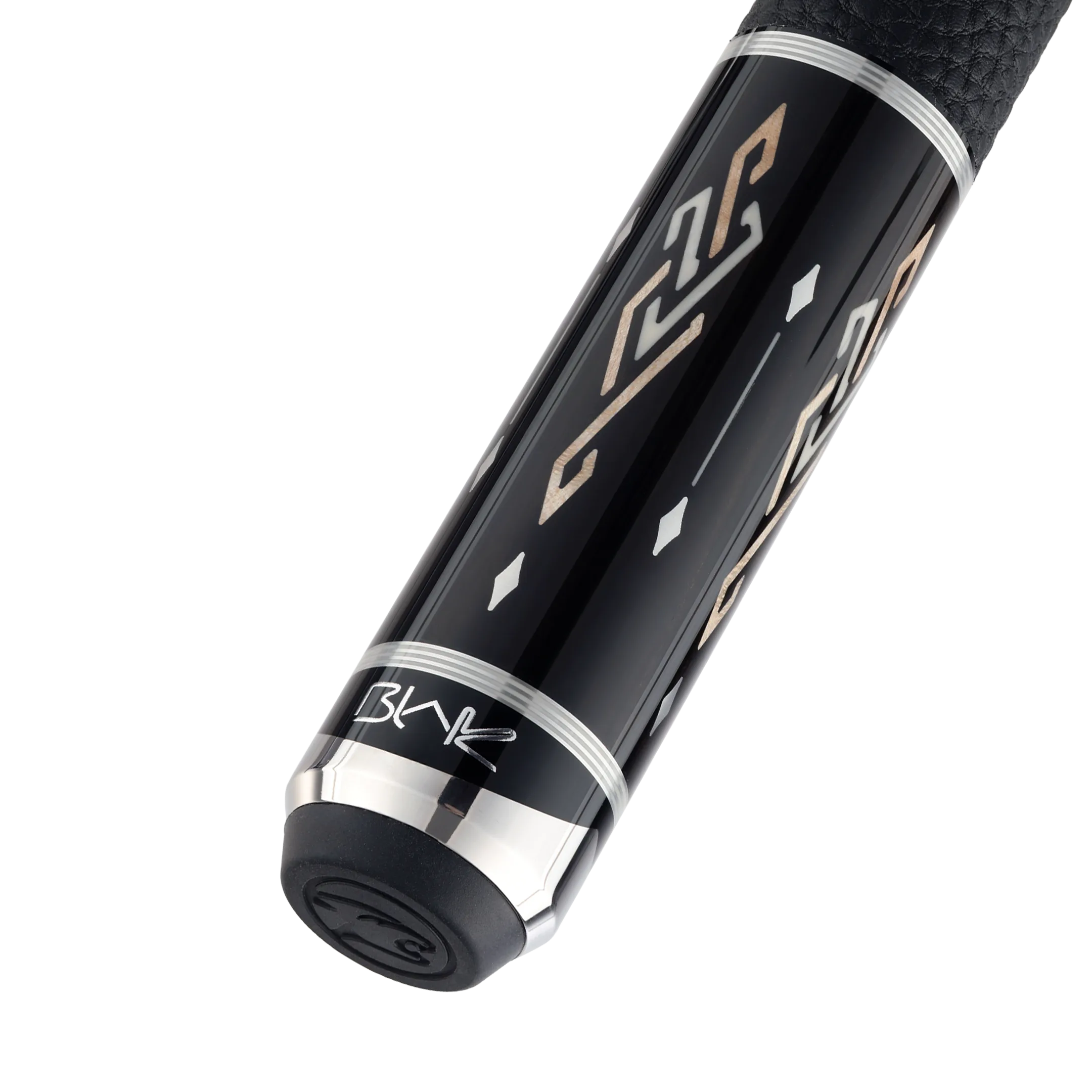 Blak5 1 pool cue butt closeup rotated