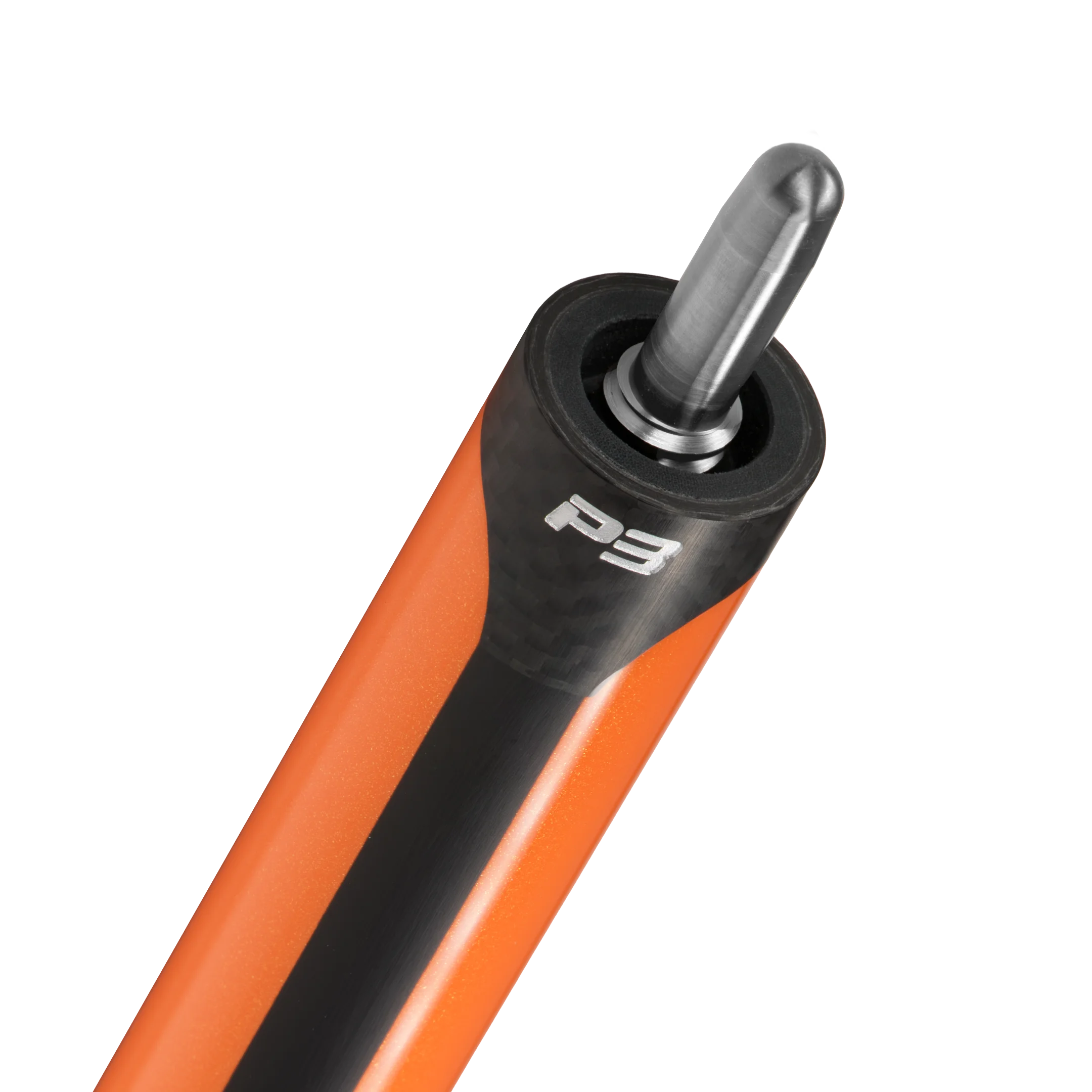 P3 Orange Leather Wrap pool cue pin