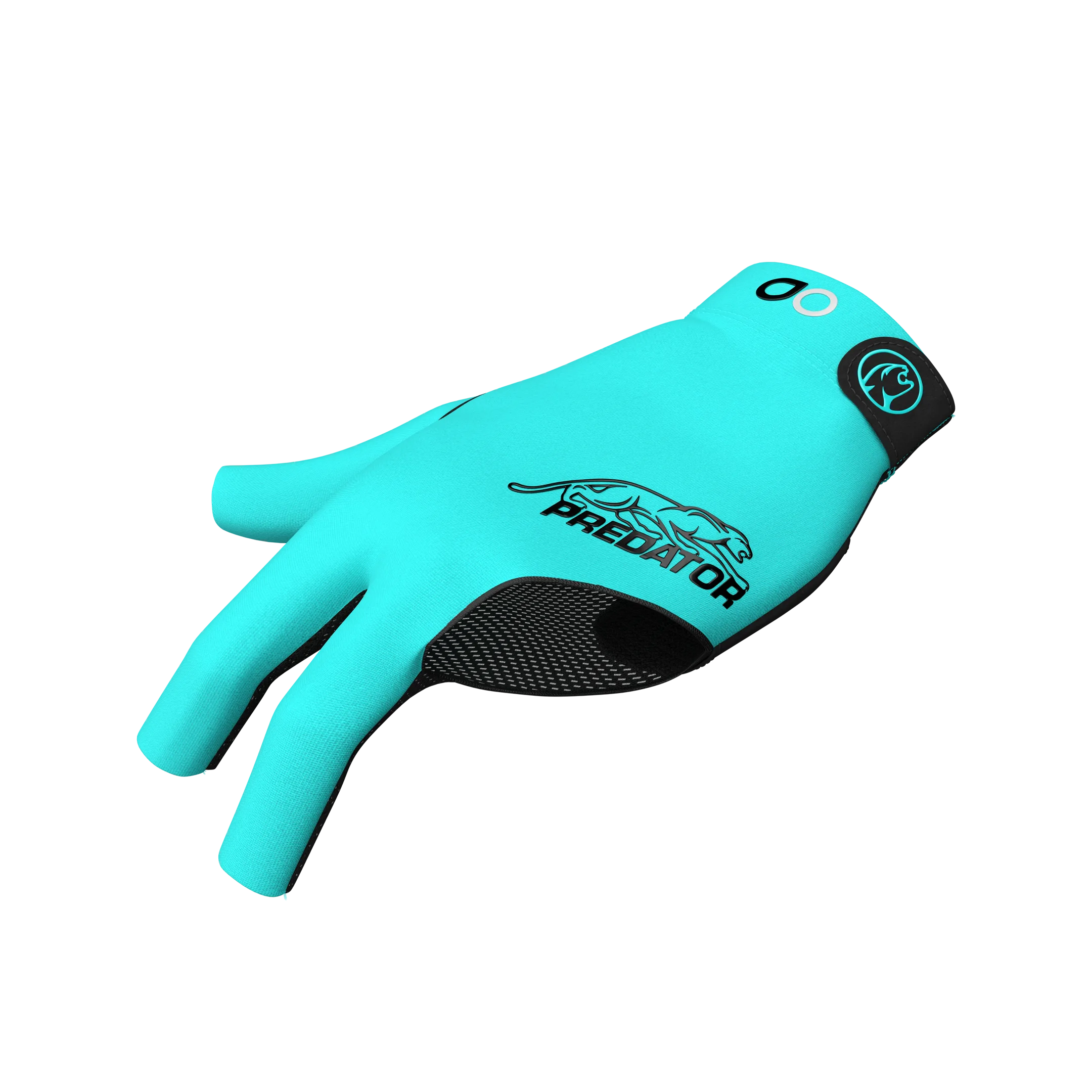 Teal glove with black Predator logo and teal cat icon