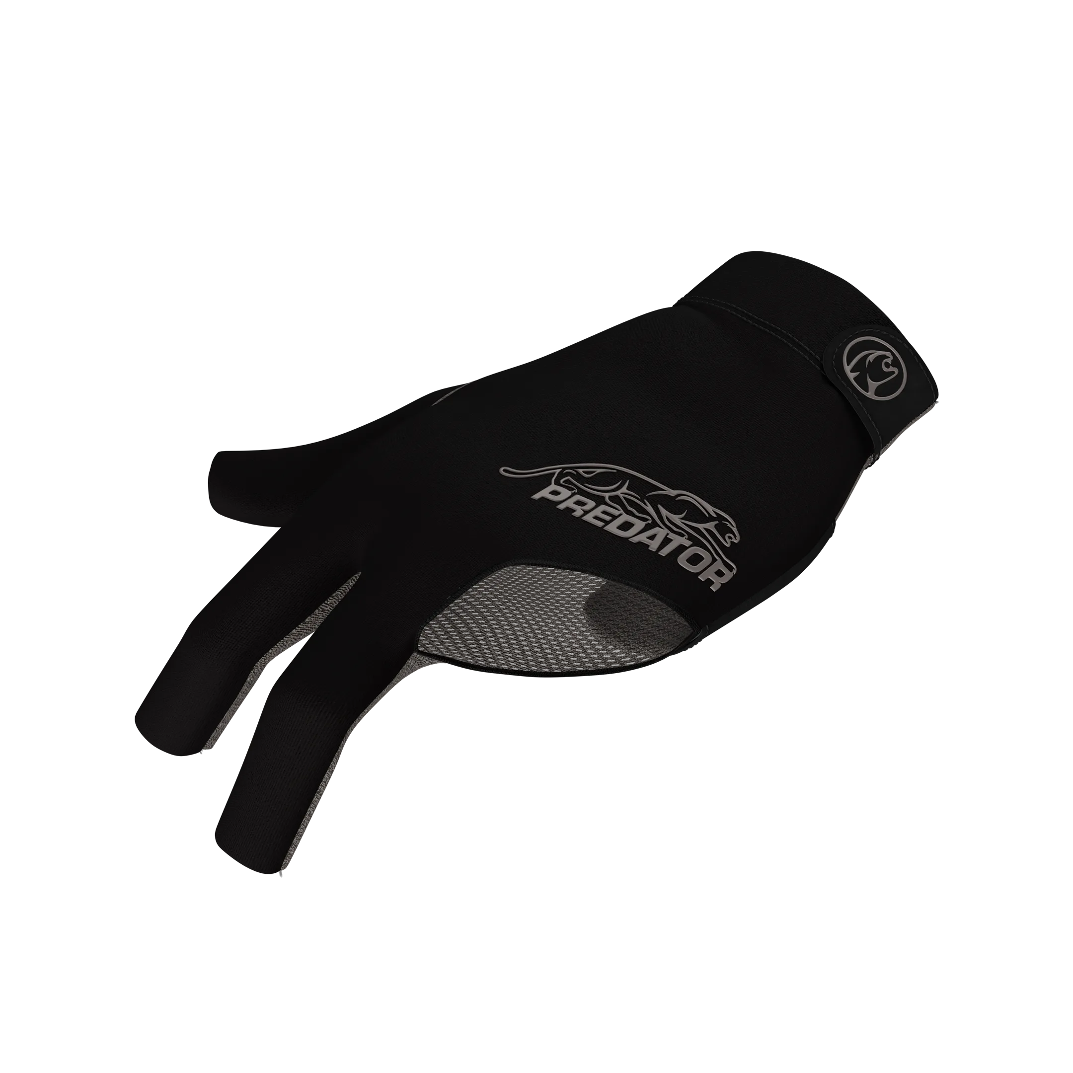 Black glove with grey Predator logo and grey cat icon