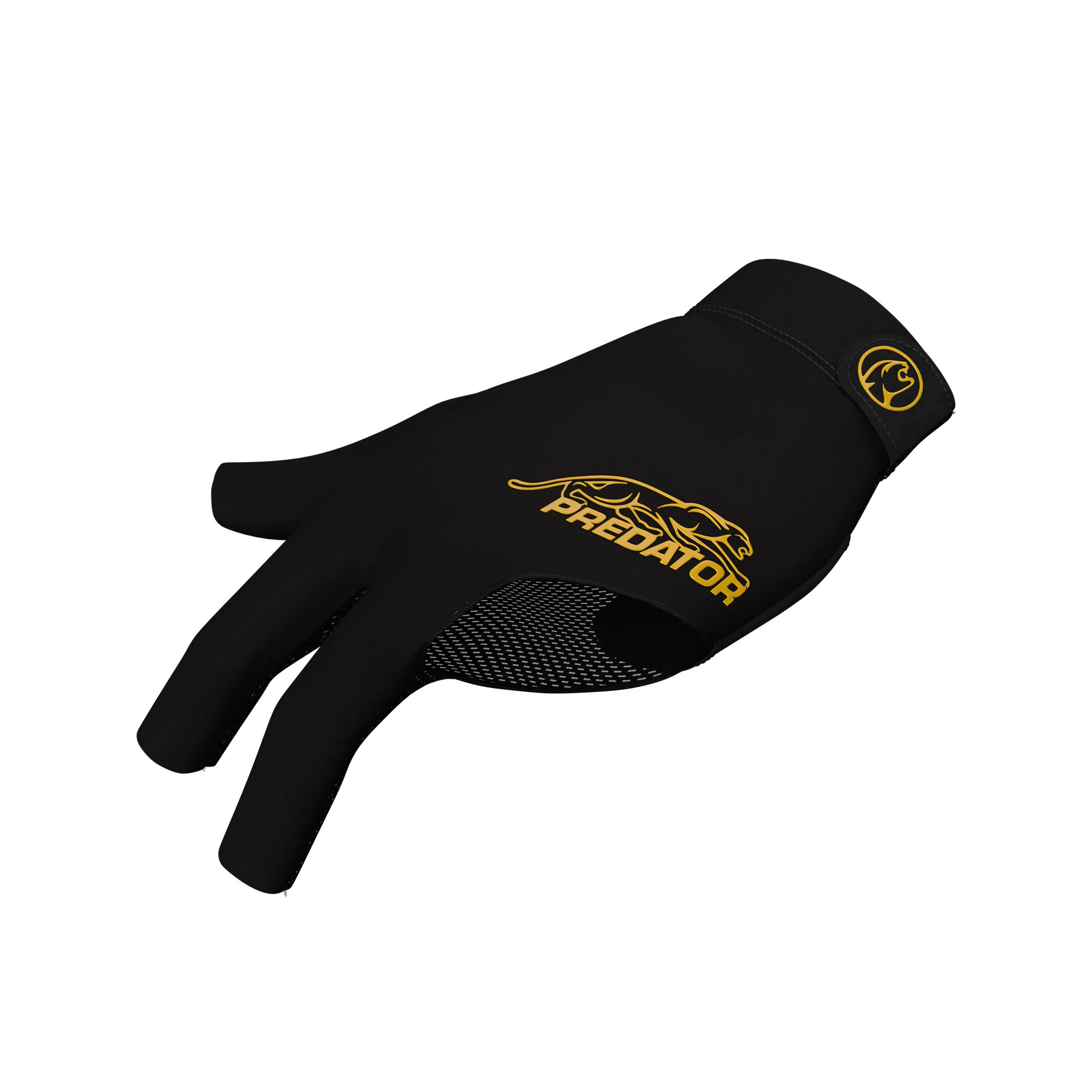 Black glove with yellow Predator logo with yellow cat icon