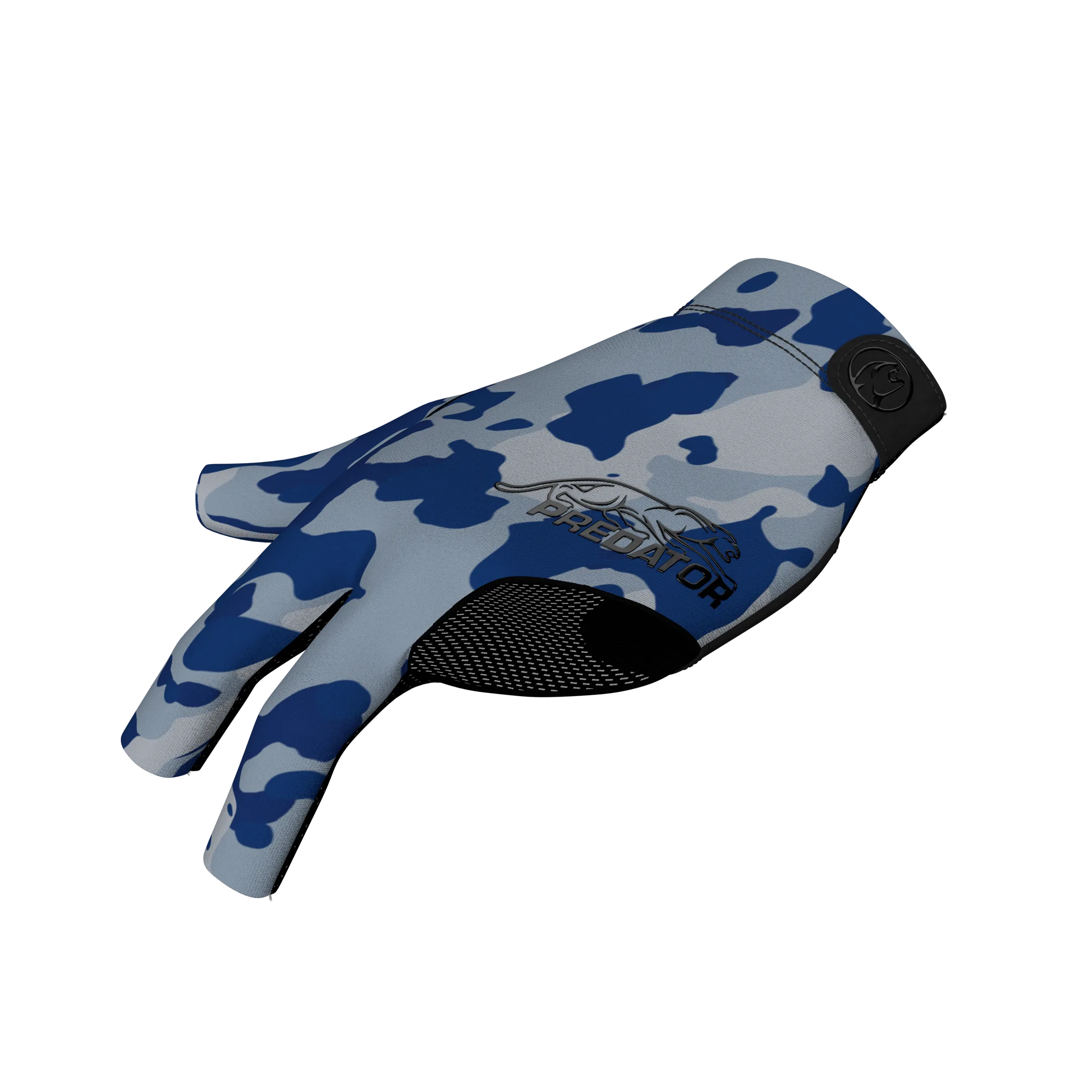 Blue camo glove with closed fingers