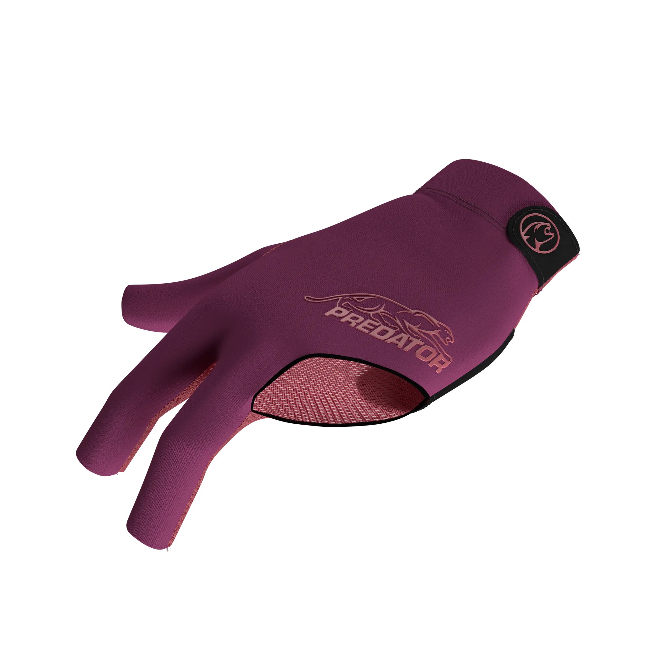 Purple glove with pink Predator logo left hand
