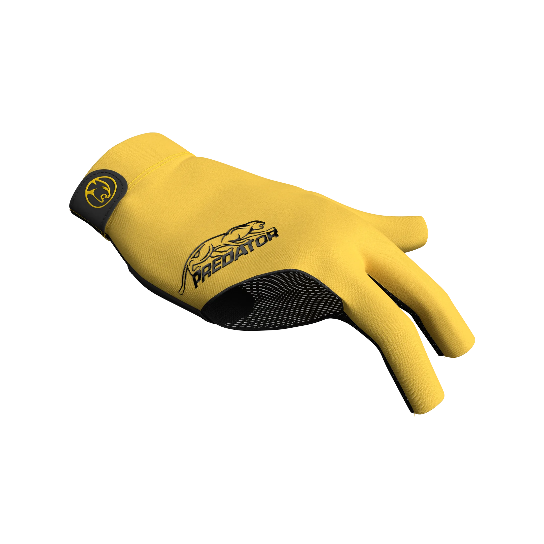 Yellow glove with black Predator logo right hand
