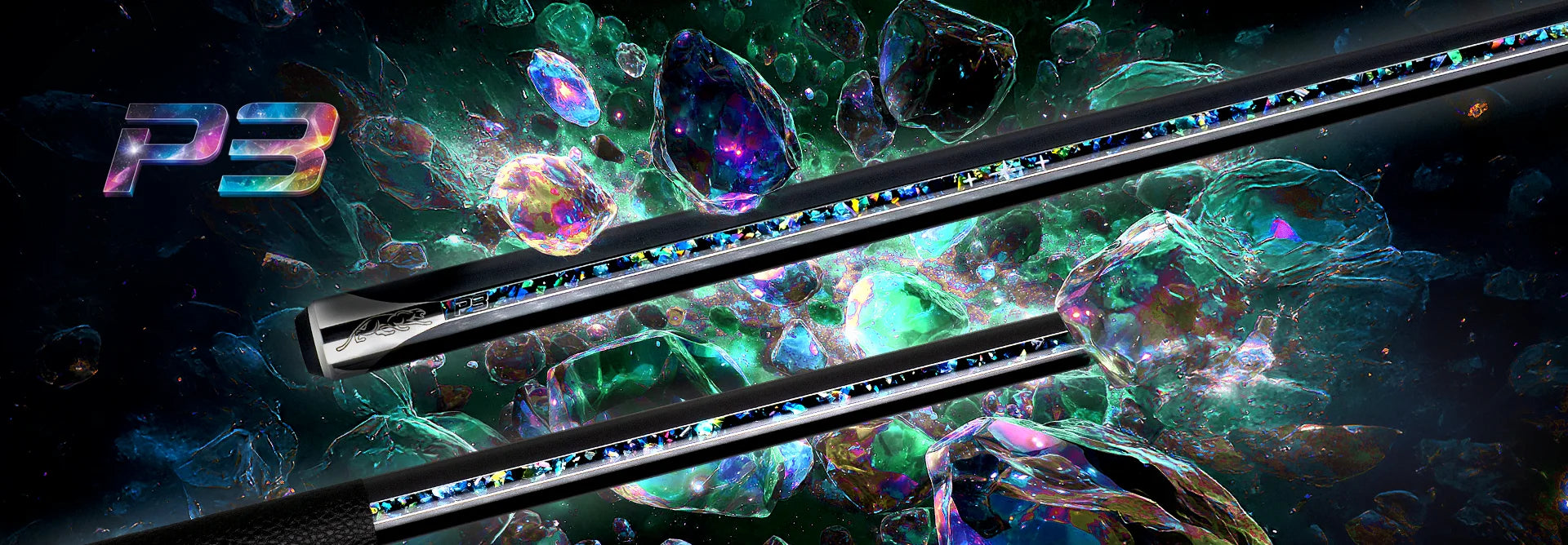 P3 Galaxy Pool Cue Desktop Banner
