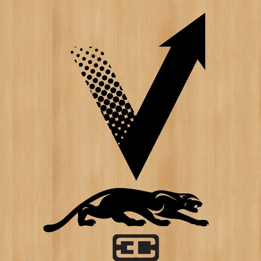 Vantage 3C carom shaft V logo with panther below the V and 3C emblem.
