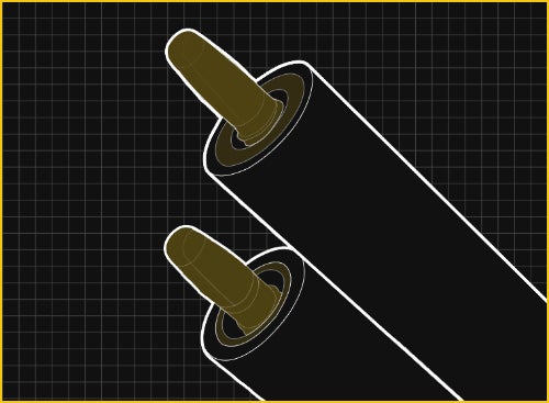 Illustration of a cylindrical object with a cross-section on a grid background.