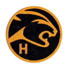 Predator Victory cue tip front view with yellow cat head and H hardness marking.