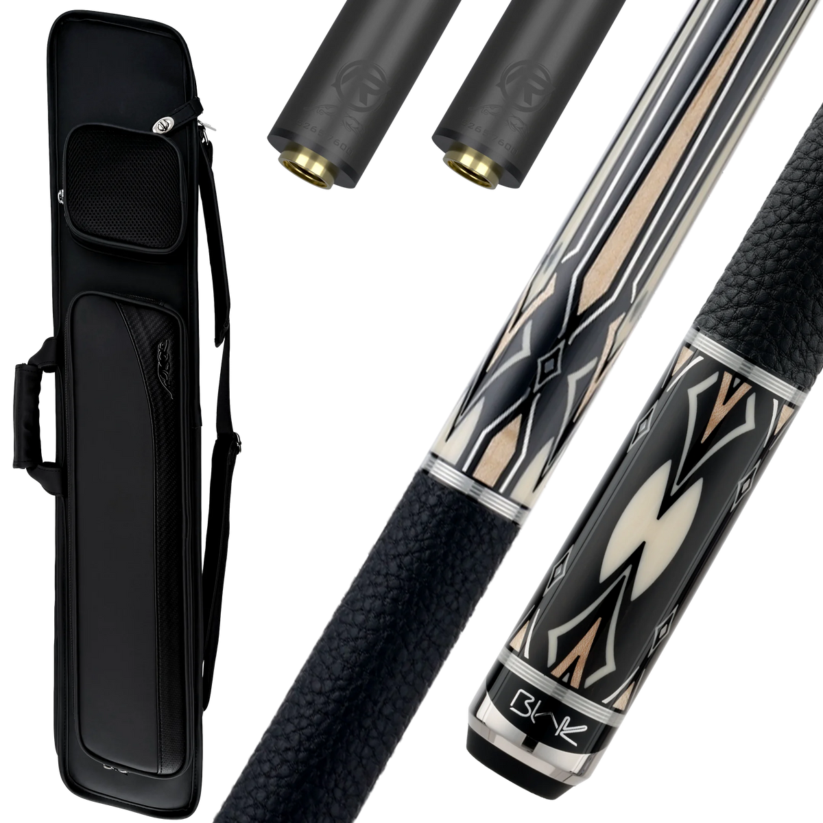 Blak5 3 Pool Cue, Extra REVO Shaft, and Pool Cue Case Bundle