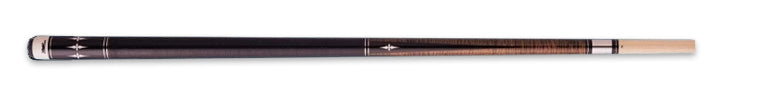 Two-tone wood pool cue with white diamond accents