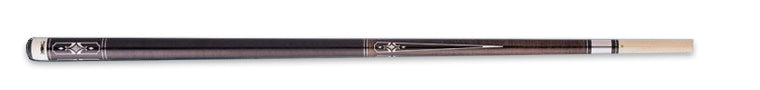 Dark brown wood pool cue with white detailing