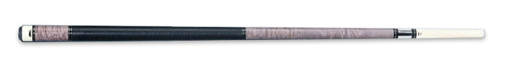 Black and pale grey pool cue with white tip