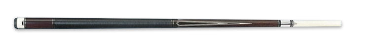 Dark brown wood pool cue with textured black wrap