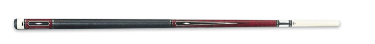 Pool cue with red and black design 