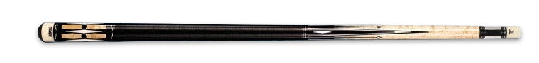 Pool cue with black and silver design