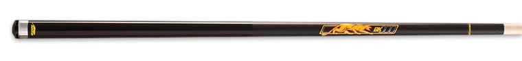 Glossy black pool cue with gold panther logo