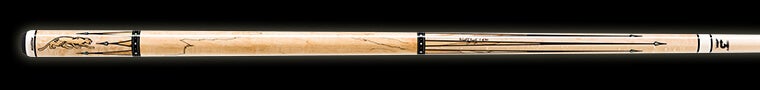 Pale wood pool cue with black accents