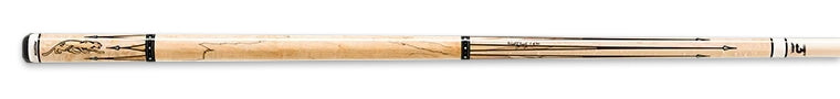 Pale wood pool cue with black accents