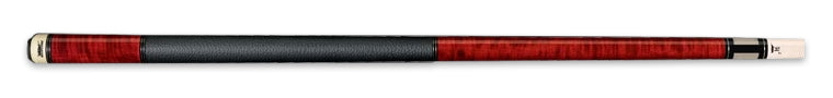 Black and red pool cue with white tip
