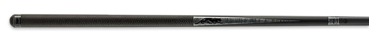 Black pool cue on a black background.