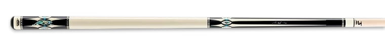 Ivory pool cue with black and green accents