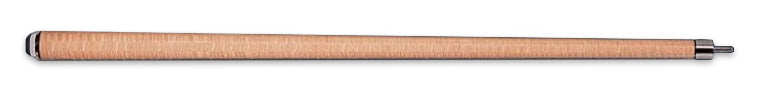 Pale wood pool cue butt on a black background.