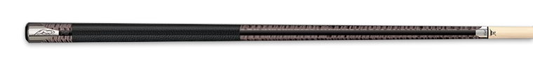 Dark brown curly maple pool cue with textured black wrap