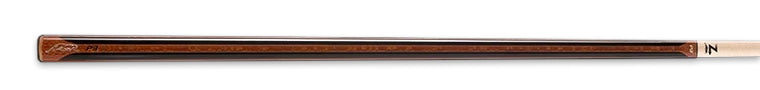 Brown wood pool cue with black accents