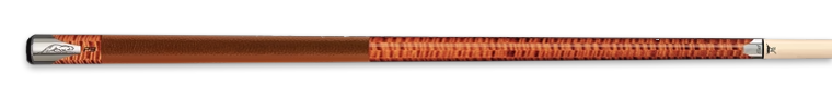 Brown patterned wood pool cue with textured brown wrap