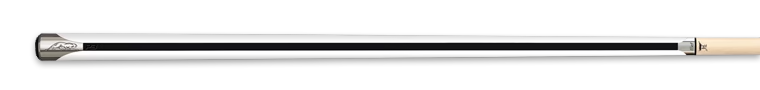 White pool cue with black stripe