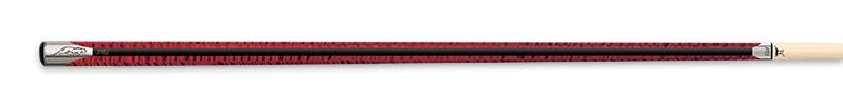 Red patterned pool cue with black stripe