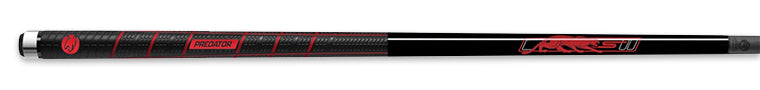 Black and red pool cue with PREDATOR branding and red panther logo